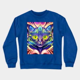 Kosmic Kitty (4) - Trippy Psychedelic Cat Crewneck Sweatshirt